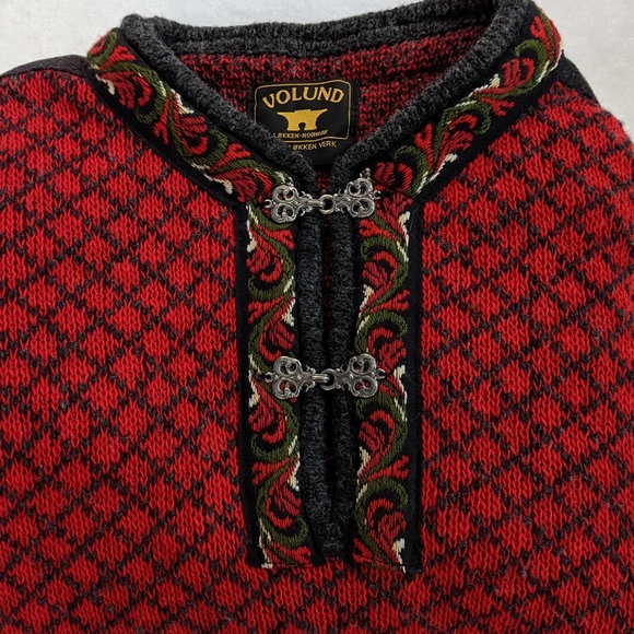 Vintage Volund Norwegian Pure New LambsWool Latch Front Elbow Patch Sweater - Picture 15 of 16